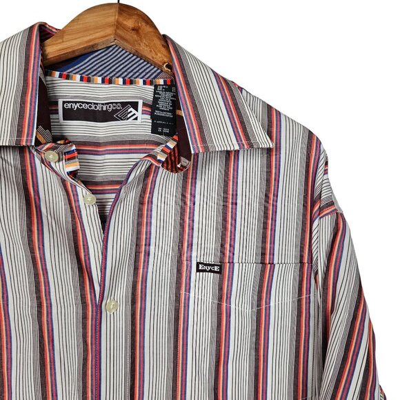 Y2K Men's Striped Button Down Shirt by Enyce Clothing Co. NWT Size XL - Picture 2 of 11